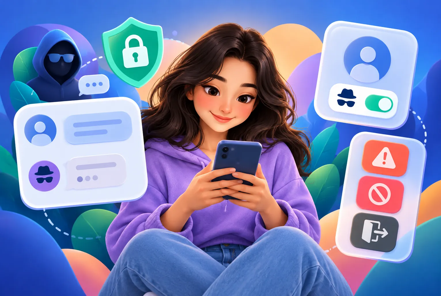 Safety controls for reporting, blocking and leaving a chat on Chamet.